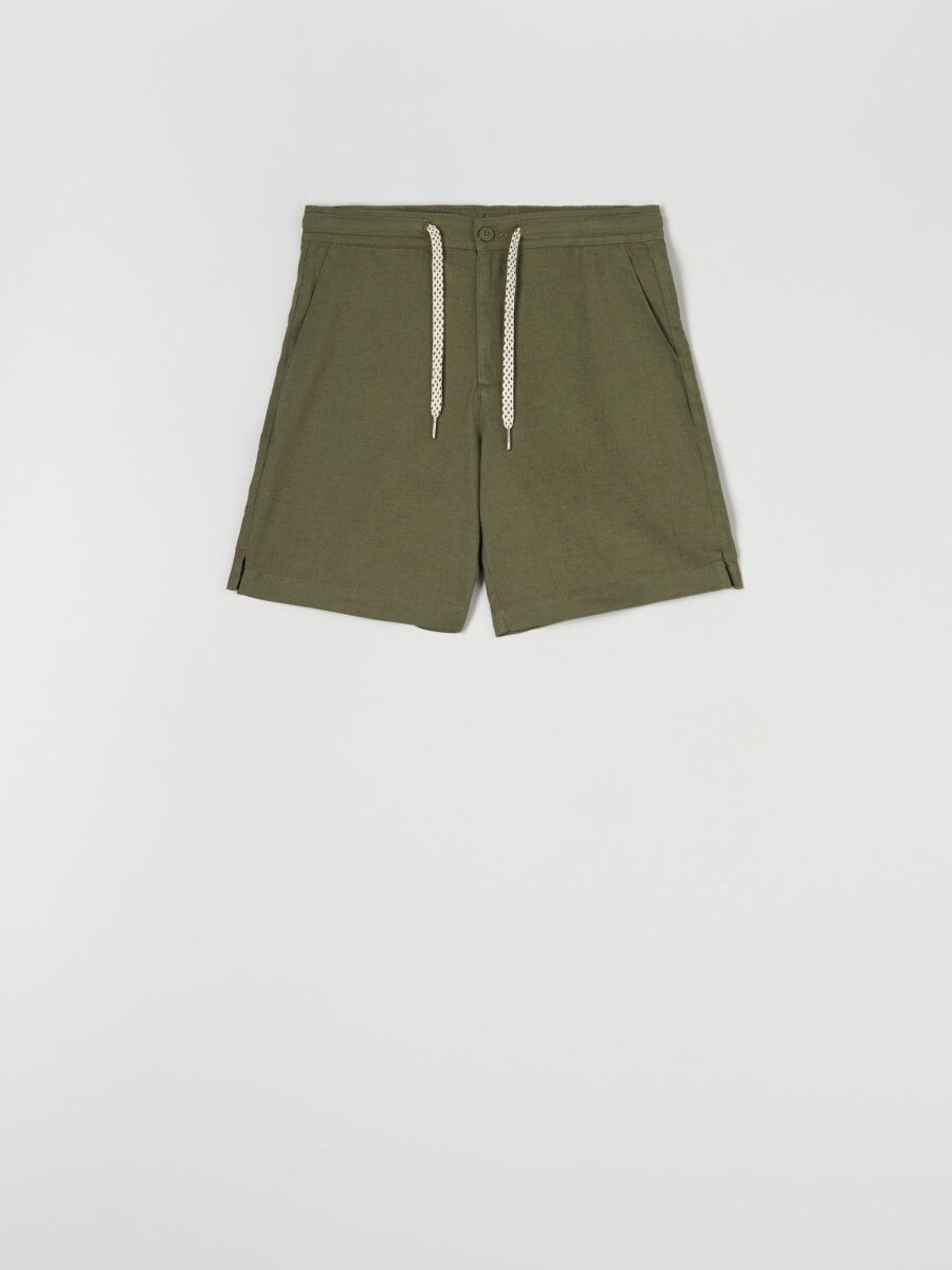Shorts aus Leinenmischung - Olivgrün - SINSAY