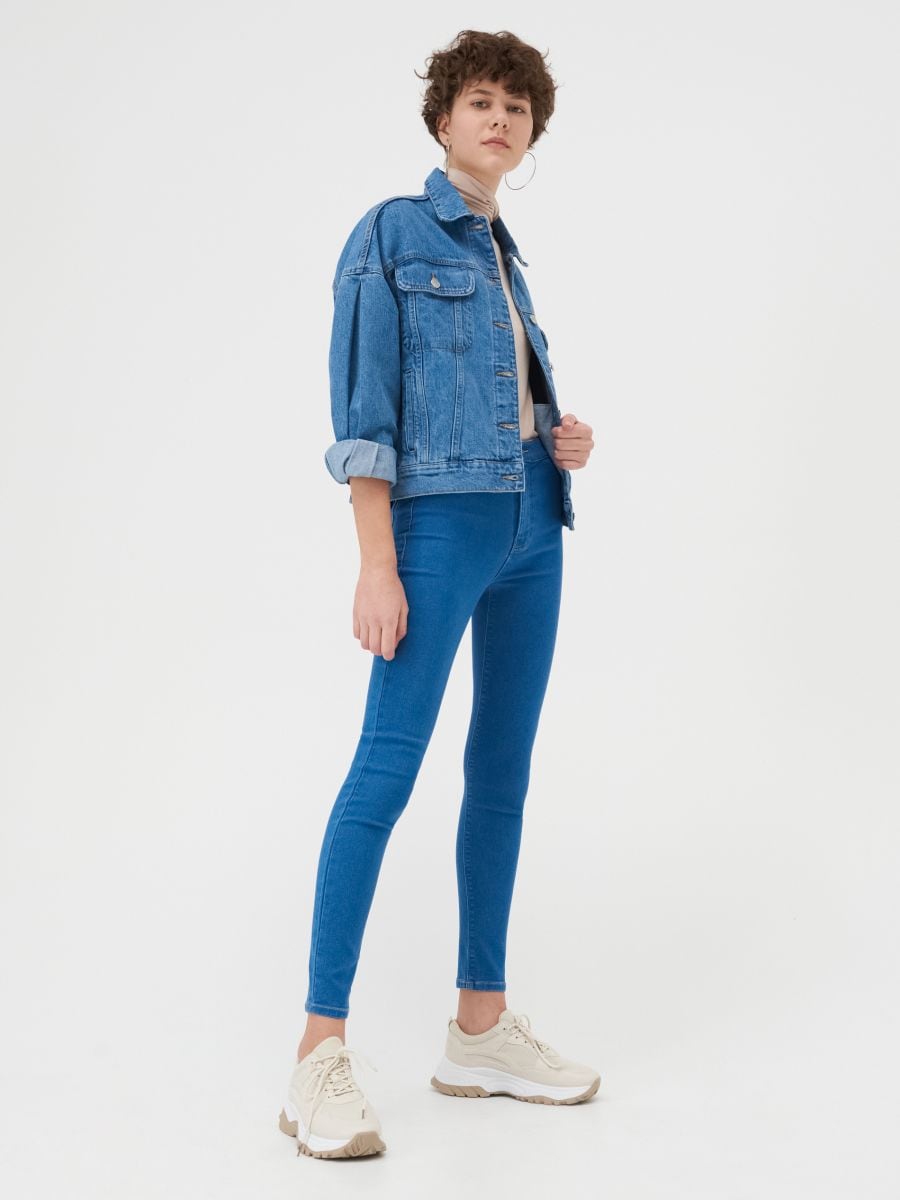 High waist skinny džinsai - mėlyna - SINSAY