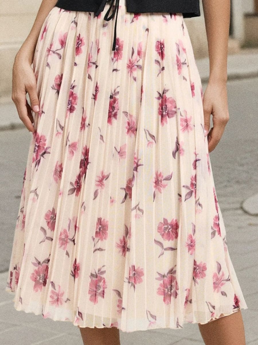 Plissierter Midirock mit Blumenmuster - Mehrfarbig - SINSAY