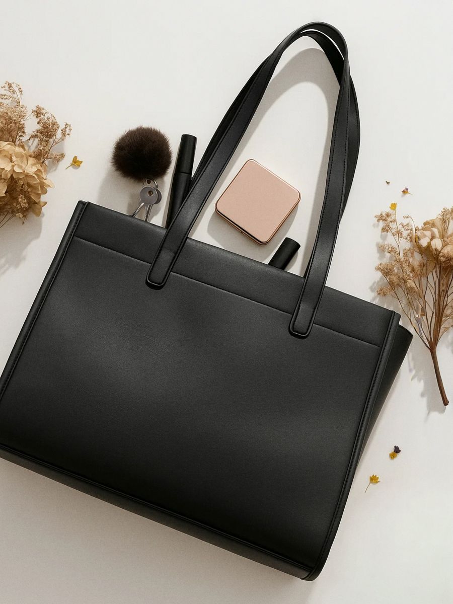 Shopper taška z imitácie kože - čierna - SINSAY