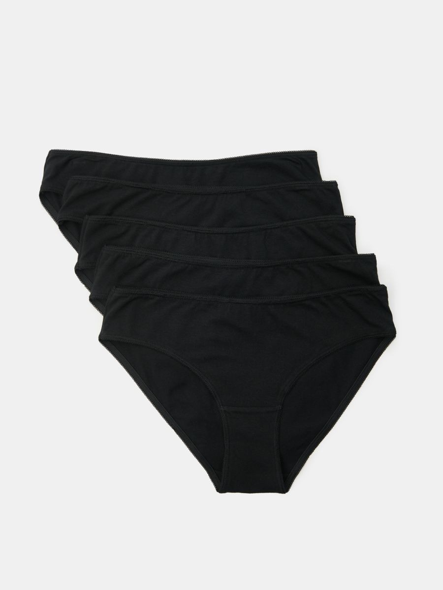 Bawełniane figi 5 pack - czarny - SINSAY