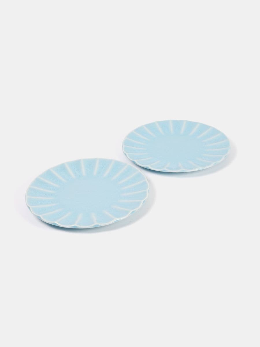 Talerze z ozdobnym brzegiem 2 pack - błękitny - SINSAY