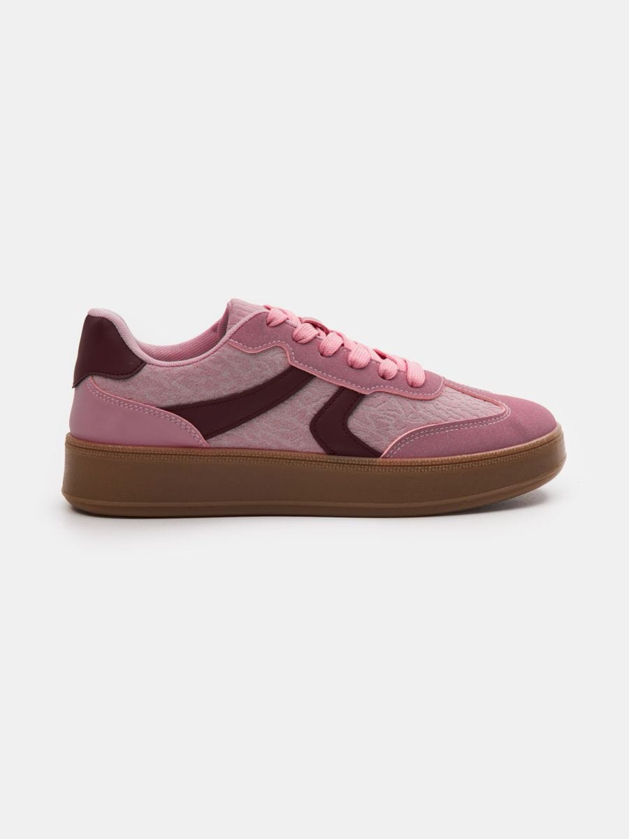 Ｎ♡S Sneakersy sznurowane z imitacji zamszu Kolor różowy - SINSAY
