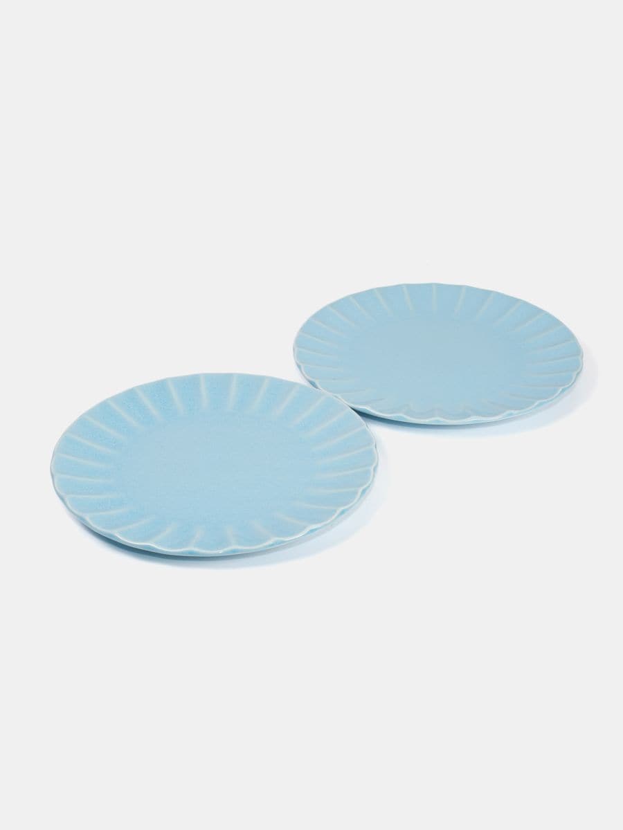 Talerze z ozdobnym brzegiem 2 pack - błękitny - SINSAY