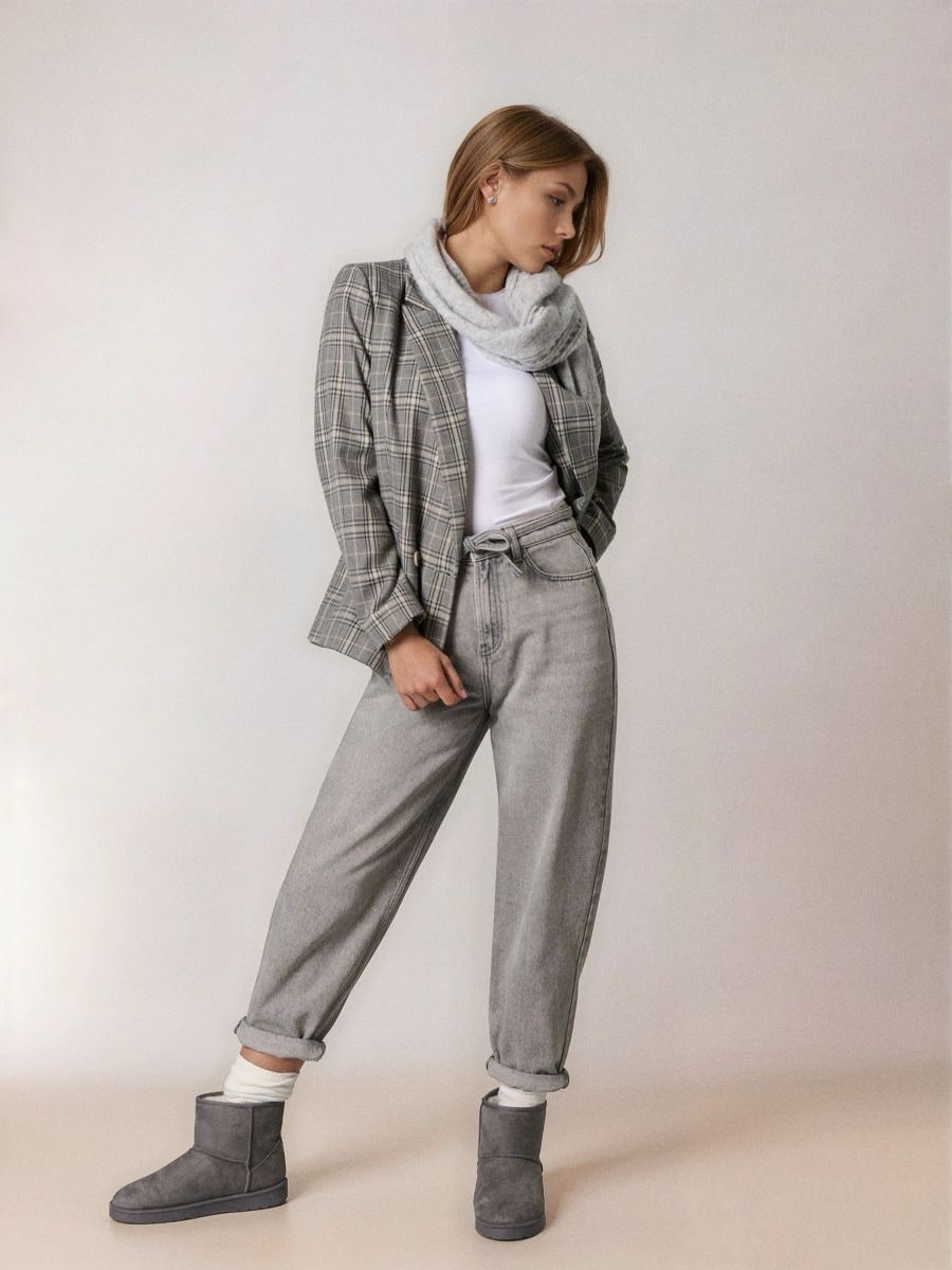 Zateplené členkové topánky s vlnenou podšívkou - svetlošedá - SINSAY