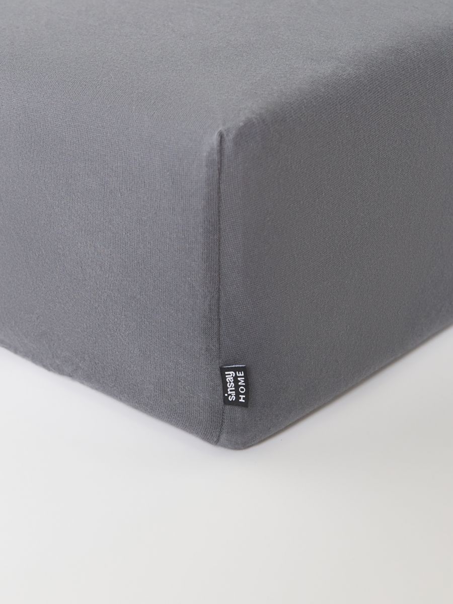 Cotton jersey bedsheet with elastic band - dark grey - SINSAY