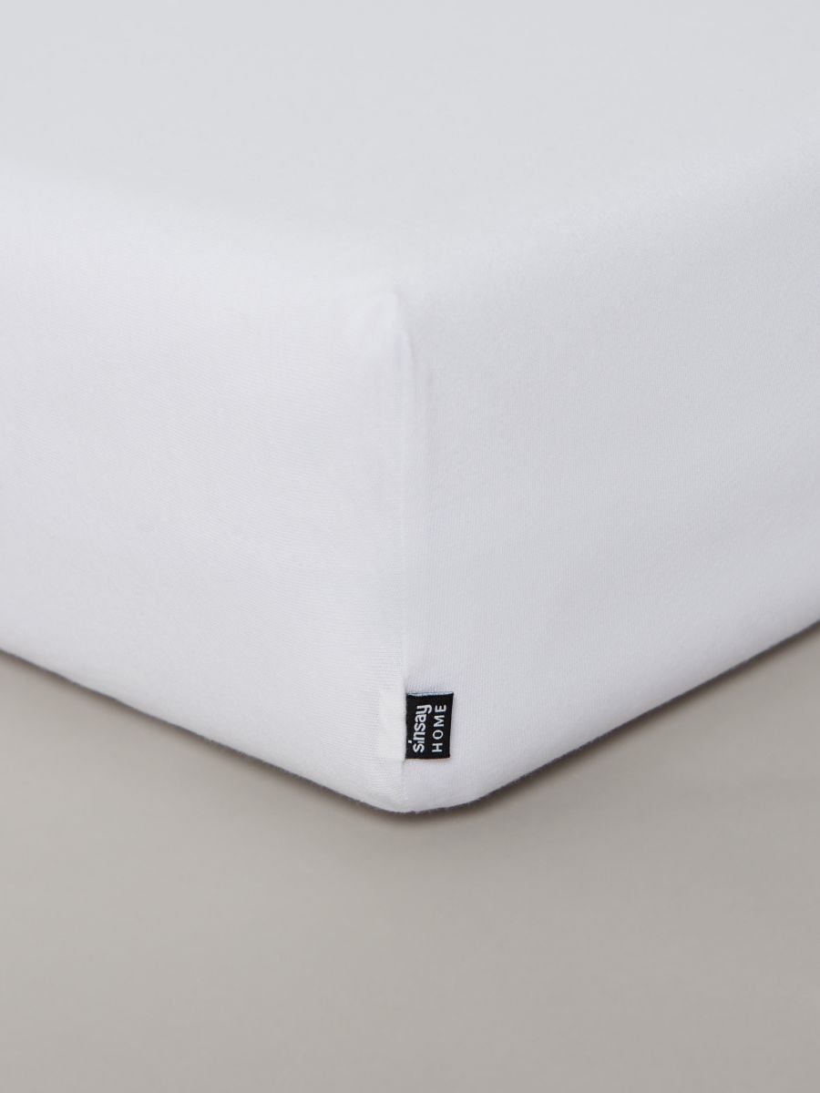 Cotton bedsheet with elastic band - white - SINSAY