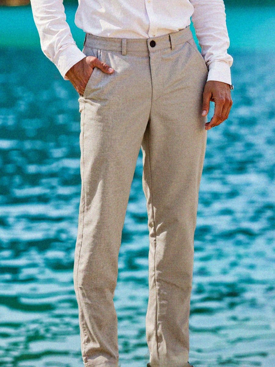 Spodnie chino slim fit w kratę - kremowy - SINSAY