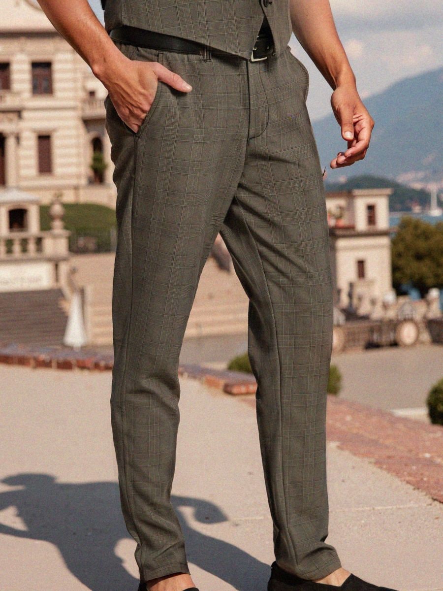 Spodnie chino slim fit w kratę - szary - SINSAY