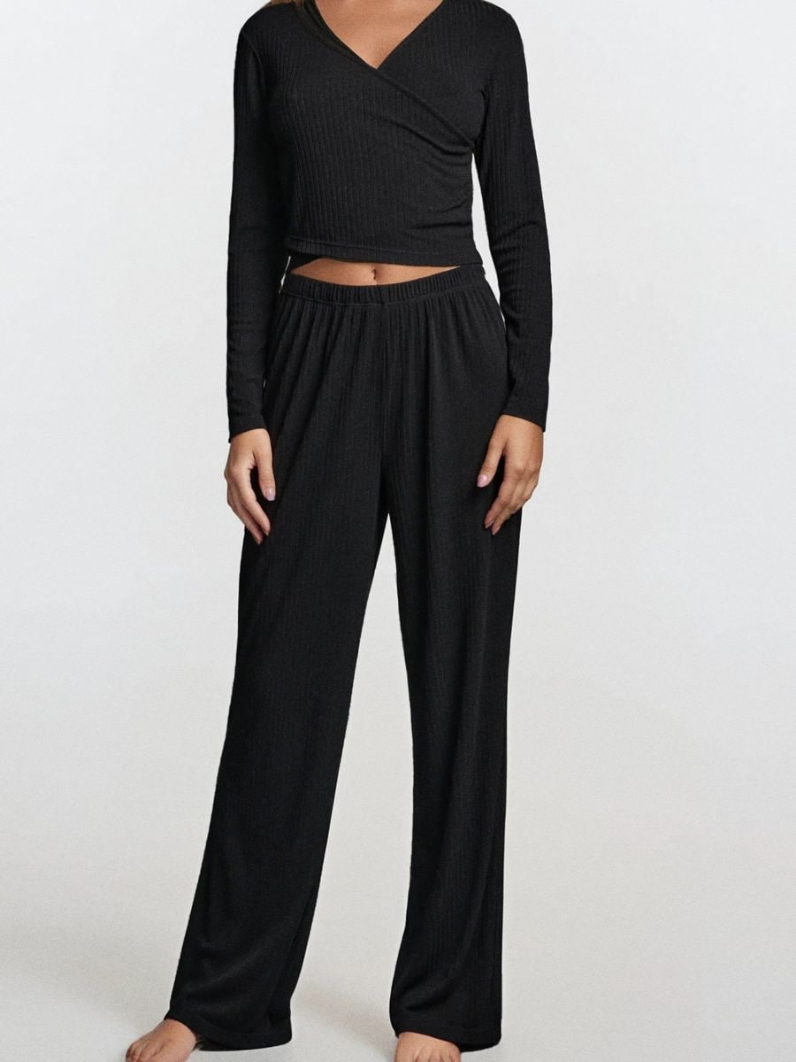 Піжамний комплект із двох предметів - чорний - SINSAY