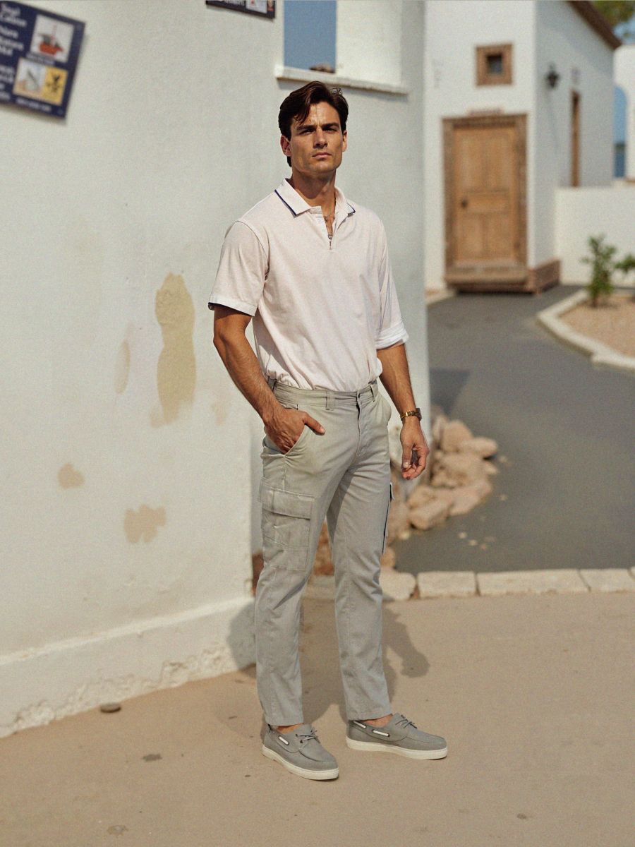 Pantaloni slim cargo - gri deschis - SINSAY