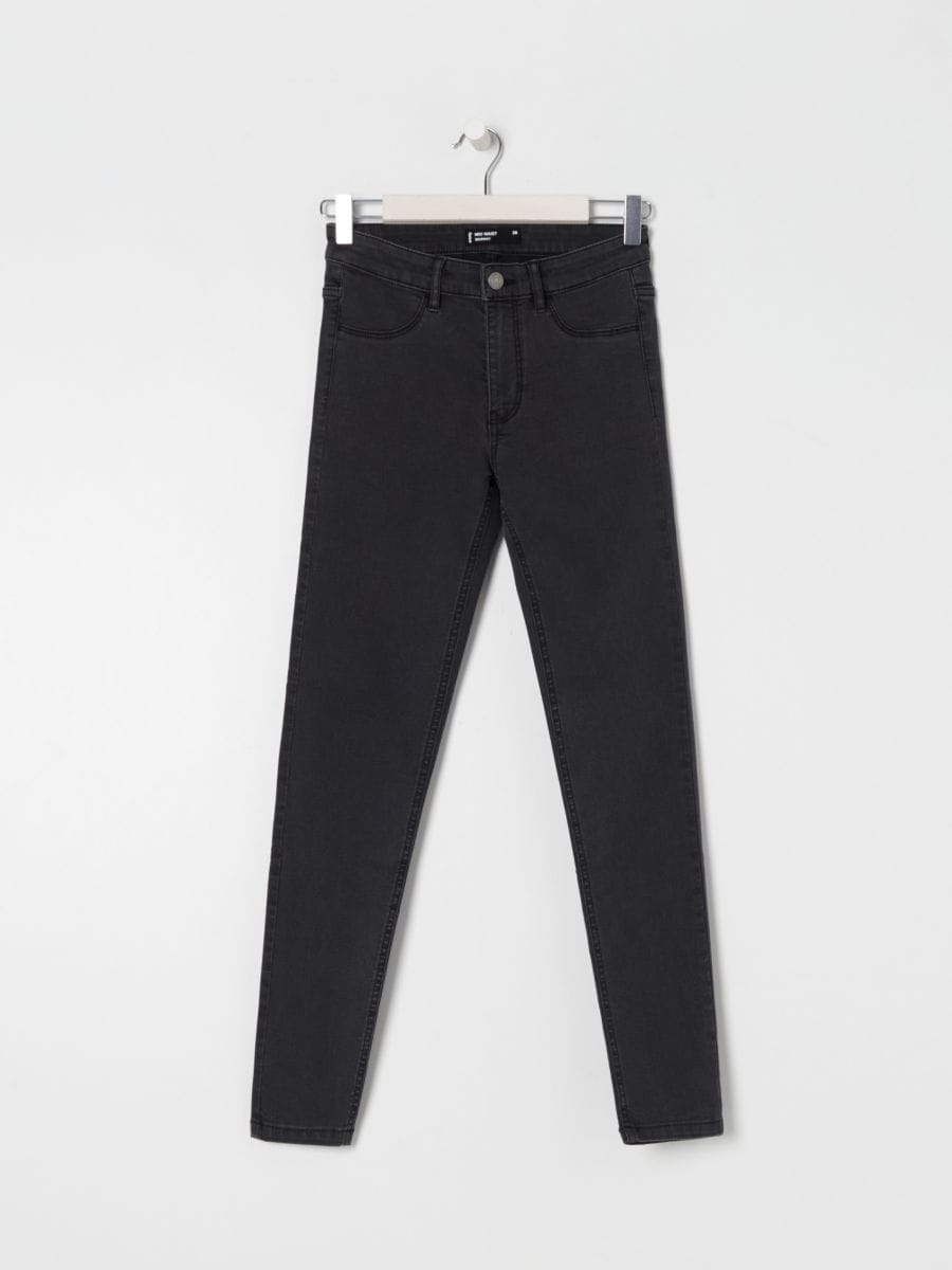 Jeansy skinny mid waist - szary - SINSAY