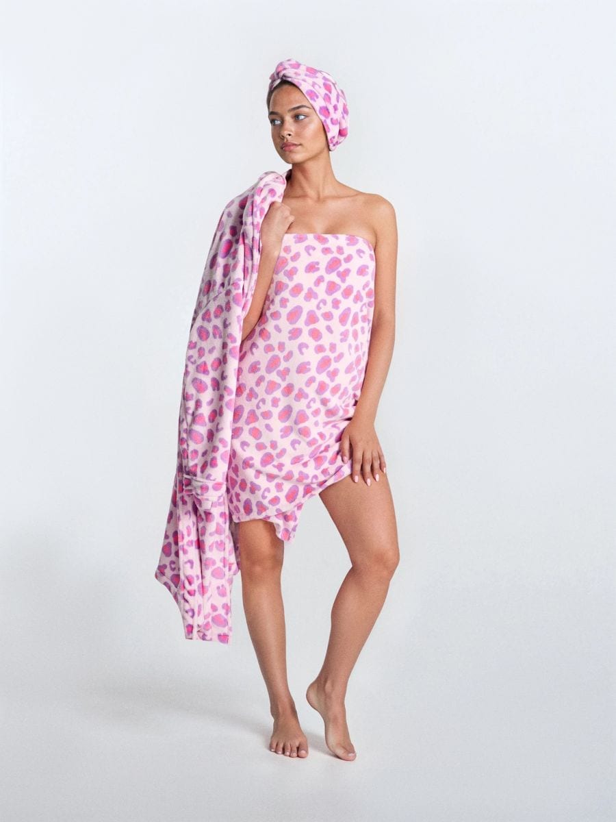 Set: Bade mantil, peškir i peškir za kosu - ljubičasta - SINSAY