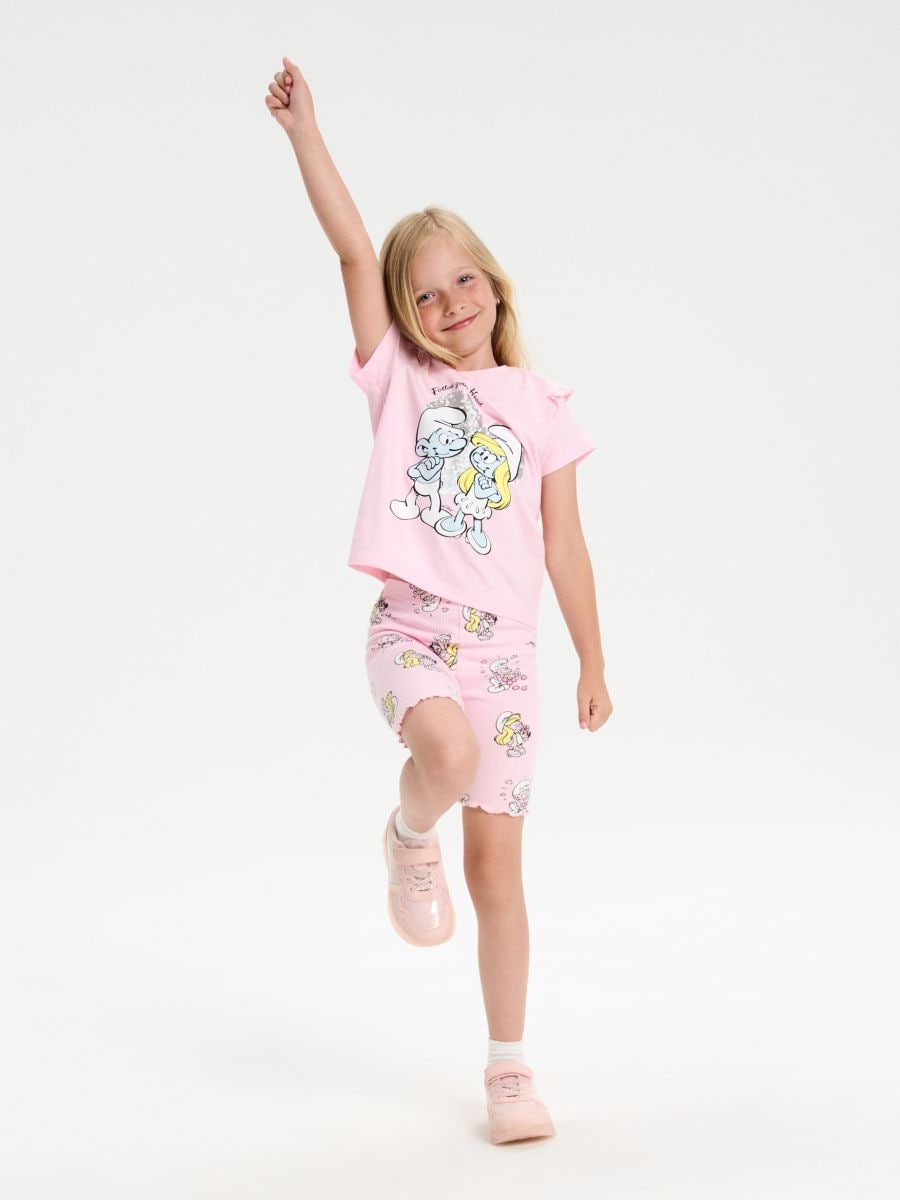 Krátké legíny The Smurfs - pastelová růžová - SINSAY