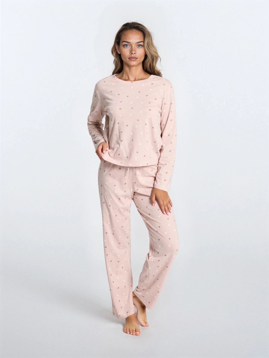 Pijamă din bumbac în două piese - roz - SINSAY