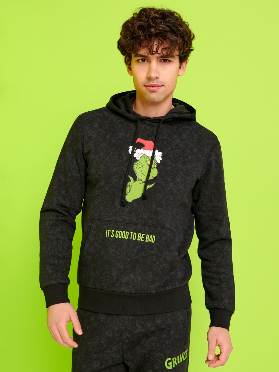 Grinch sweatshirt with print - black - SINSAY