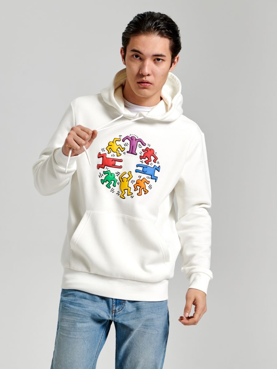 Keith Haring hoodie - cream - SINSAY