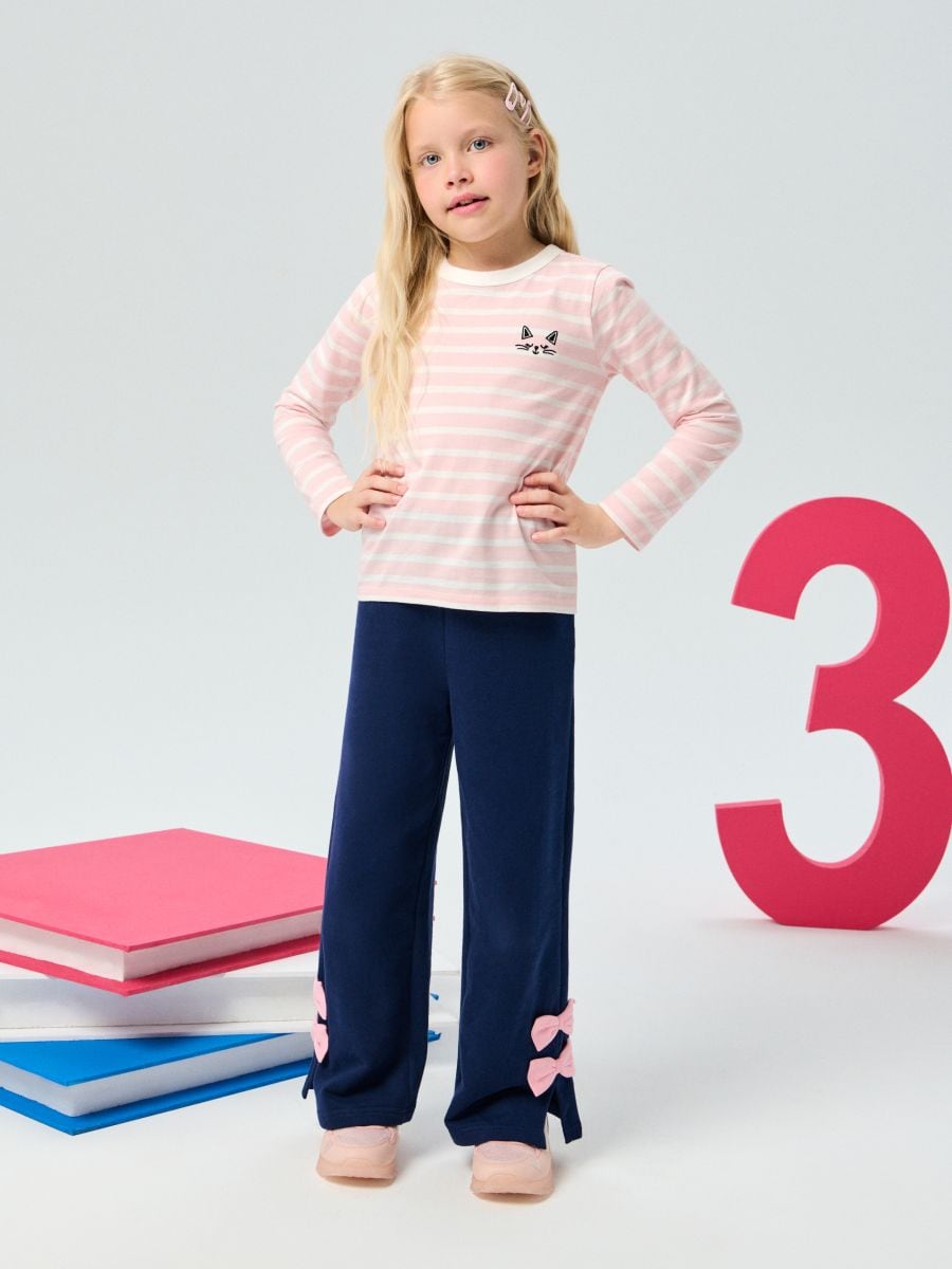 Pantaloni de trening cu picioare largi - bleumarin - SINSAY