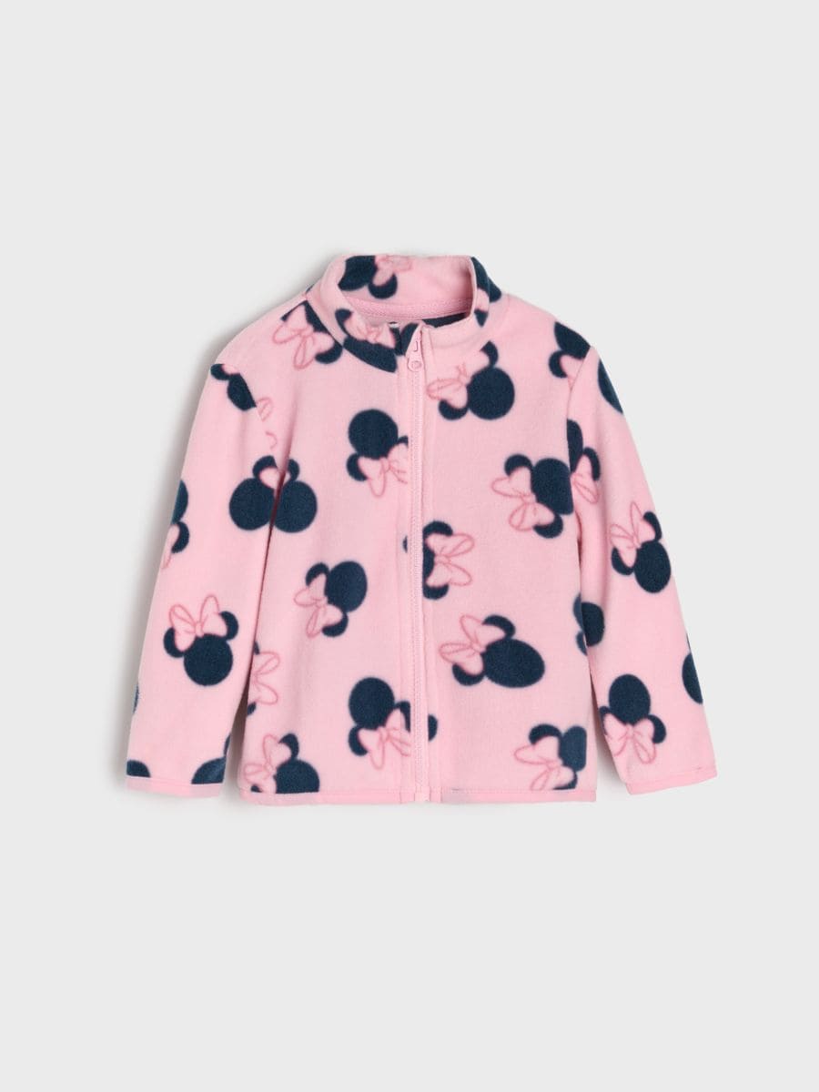 Fleecová mikina so stojatým golierom Minnie Mouse - popolavá ružová - SINSAY