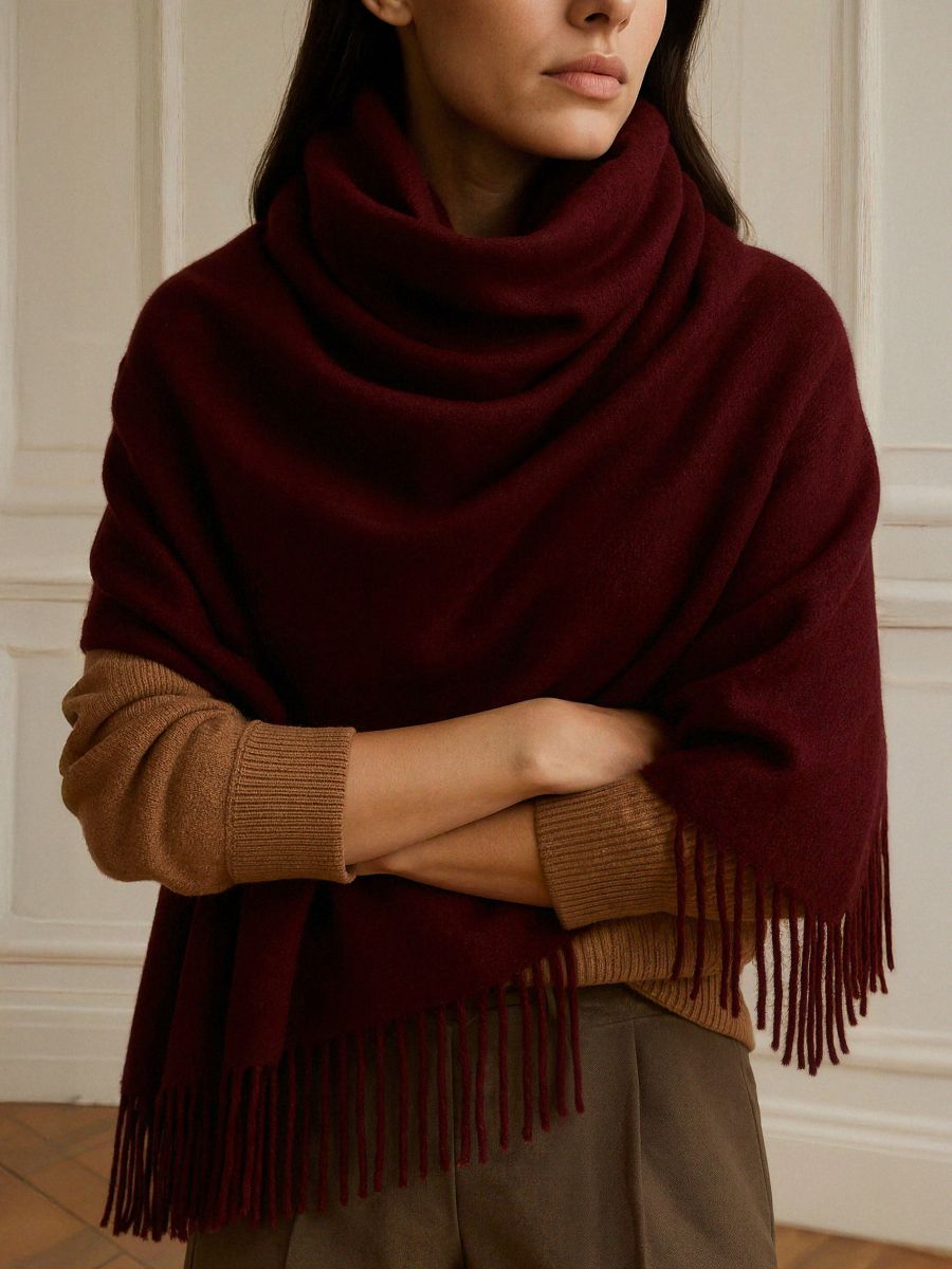 Gladak šal s resama - burgundy - SINSAY