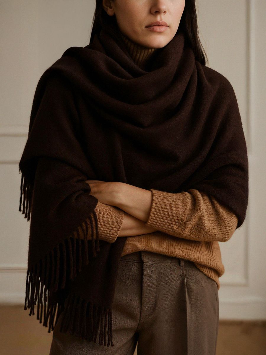 Gladak šal s resama - tamno braon - SINSAY