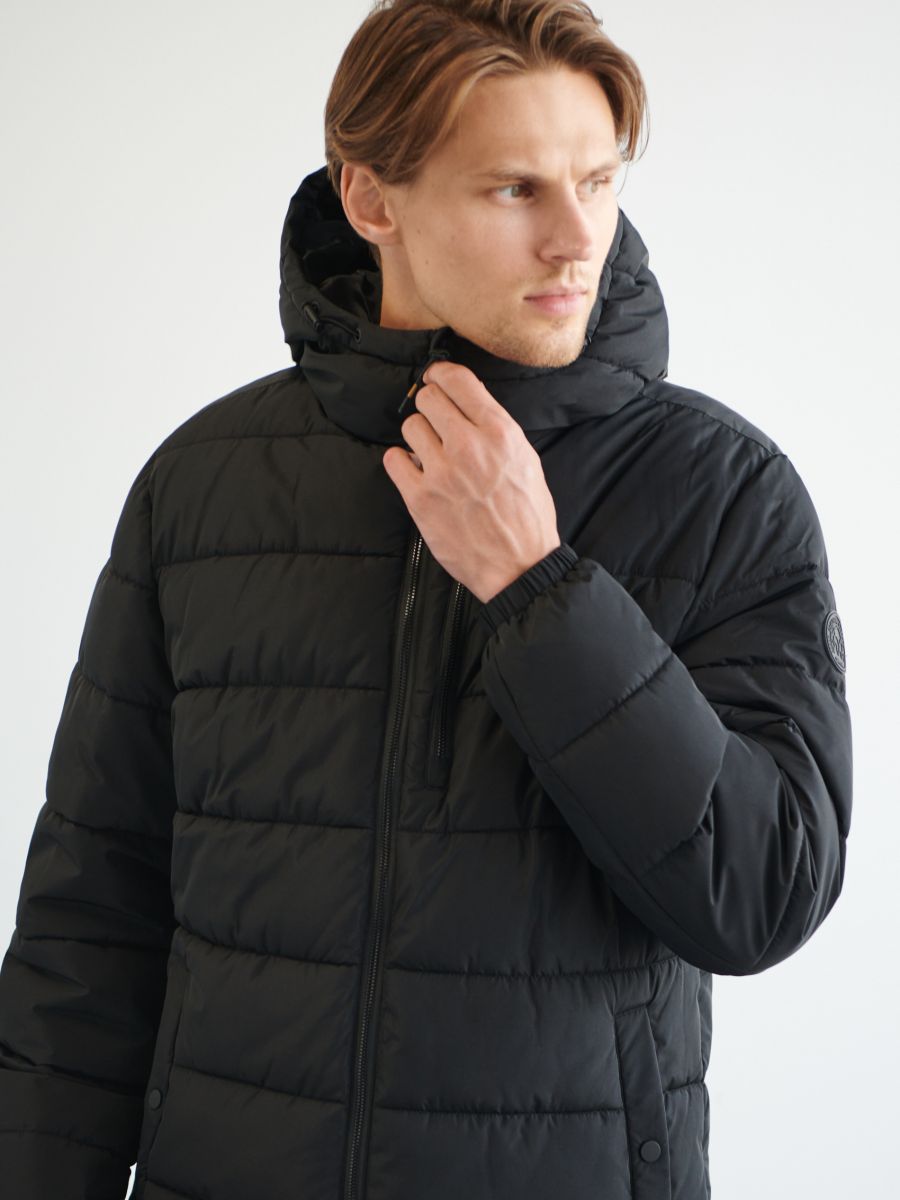 Pufferjacke mit Kapuze - Schwarz - SINSAY