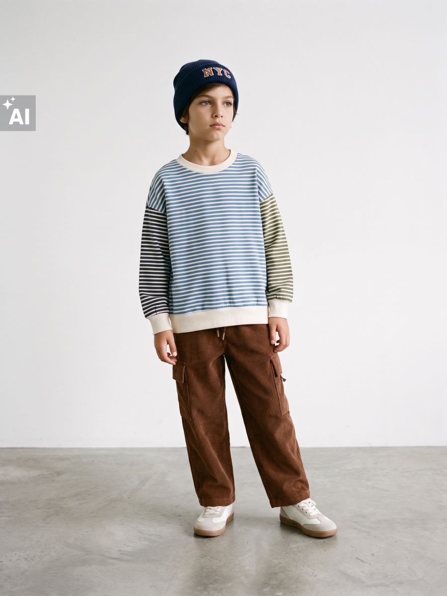 Bluza crewneck w paski z bawełną Bluza crewneck w paski z bawełną - wielobarwny - SINSAY