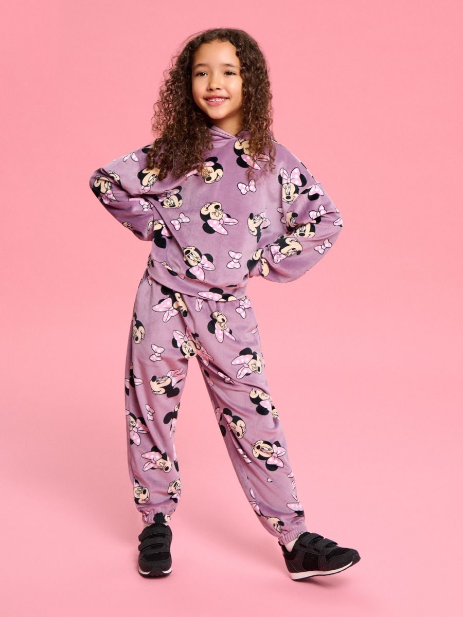Komplet welurowy z elementami 3D Minnie Mouse - fioletowy - SINSAY