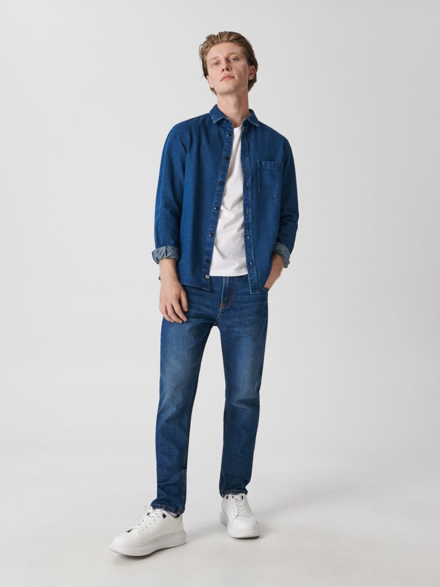 Koszula jeansowa regular - niebieski - SINSAY