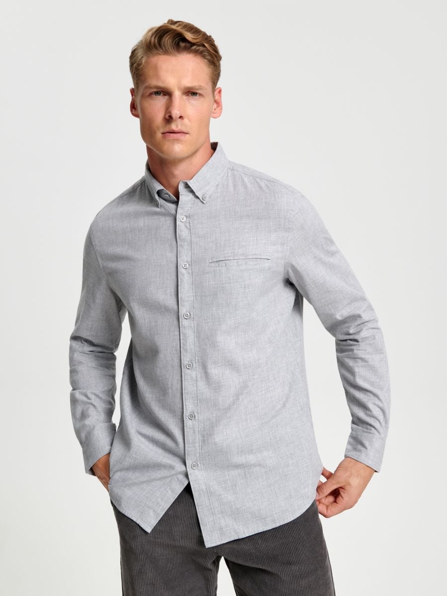 Camicia slim fit - grigio chiaro - SINSAY