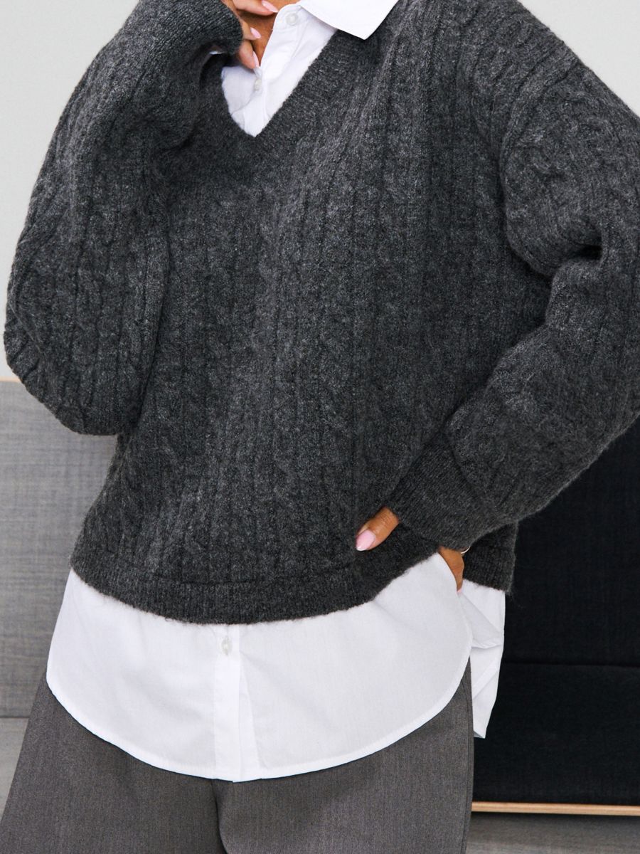 Sweter z kołnierzem - szary - SINSAY