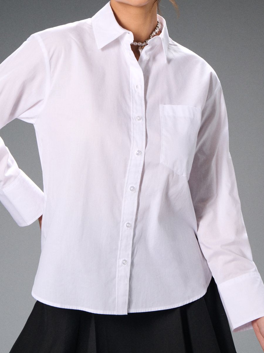 Риза с дълъг ръкав - бял - SINSAY