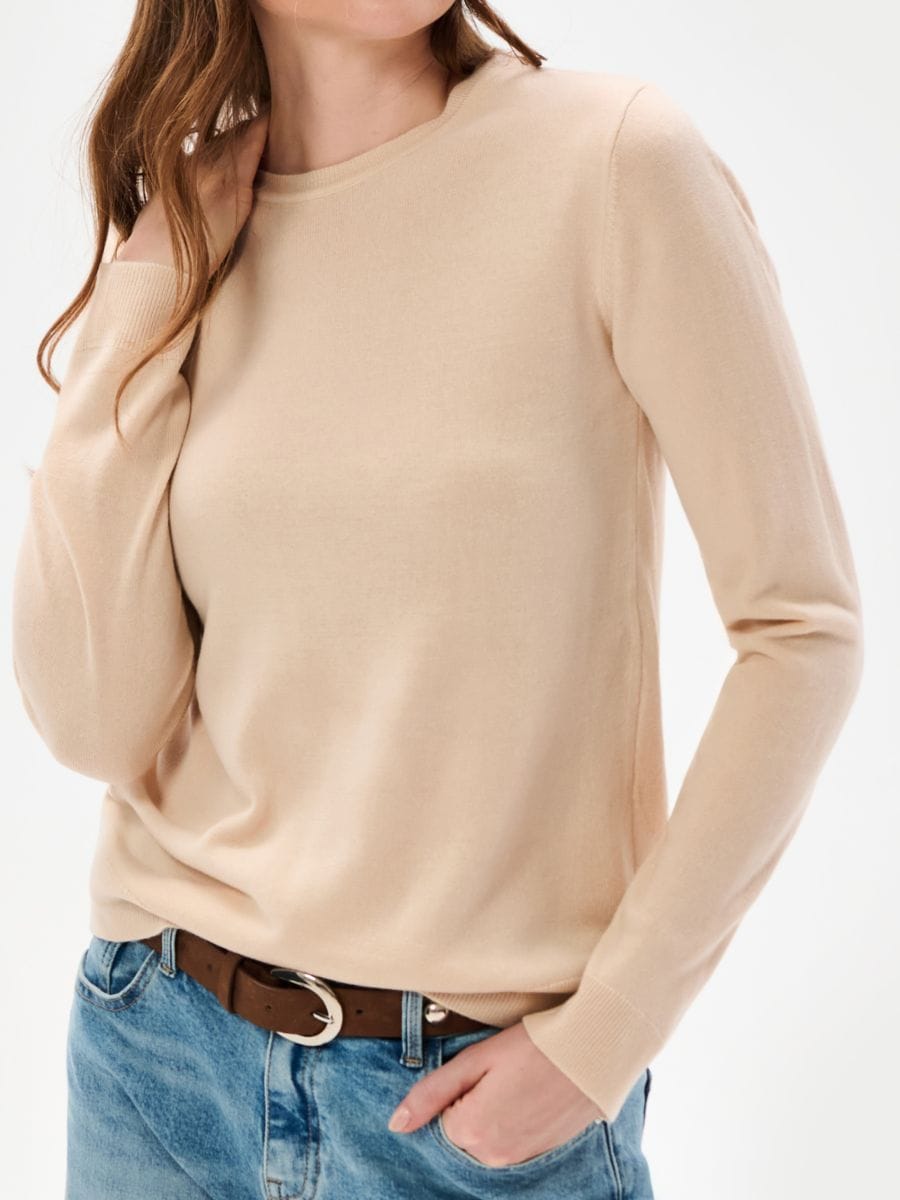 Tanek pulover basic - bež - SINSAY