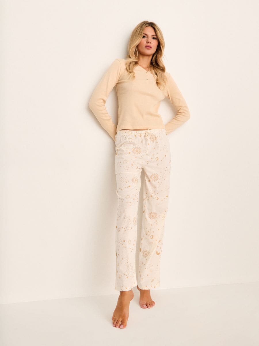 Dvodelna pamučna pidžama - nude - SINSAY