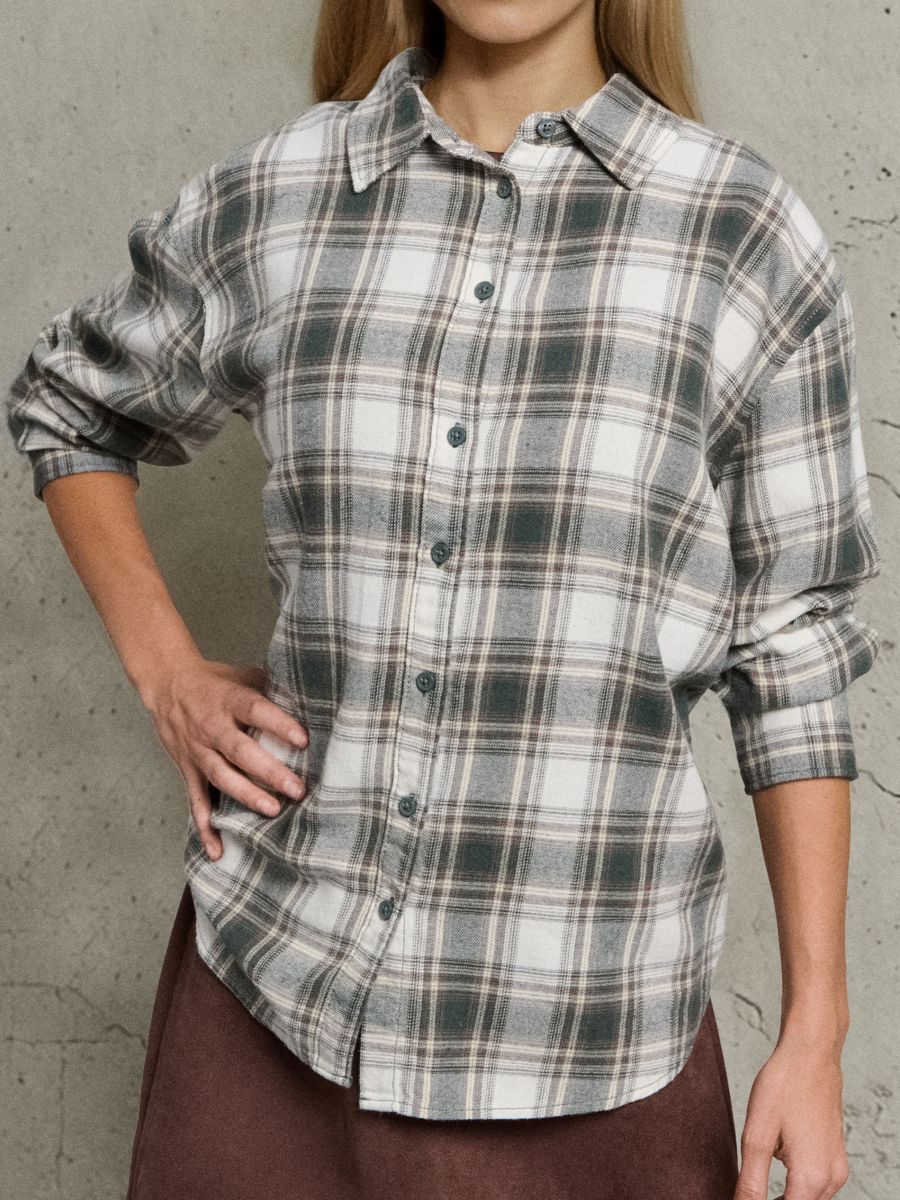 Cămașă ecosez - verde-gălbui - SINSAY