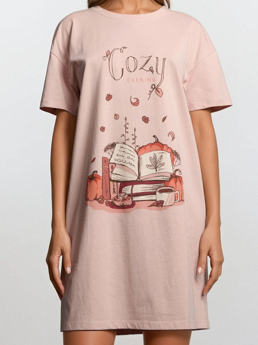 Pamučna spavaćica - roze - SINSAY