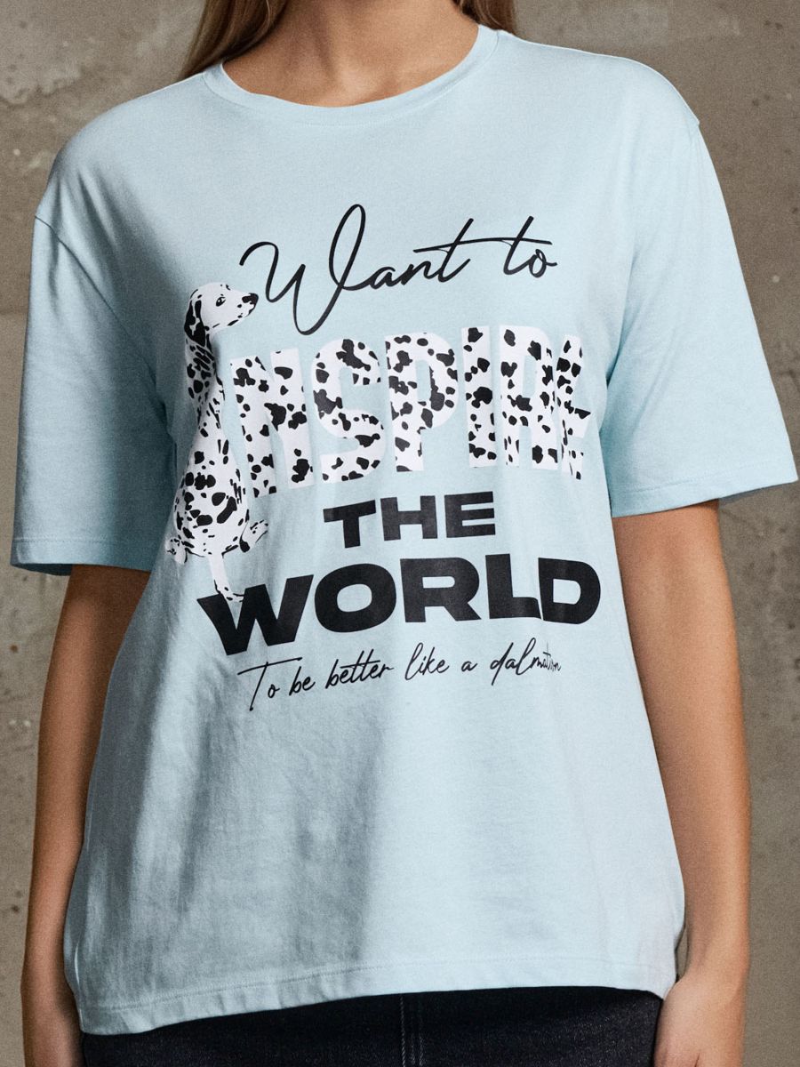 Футболка з принтом - блакитний - SINSAY