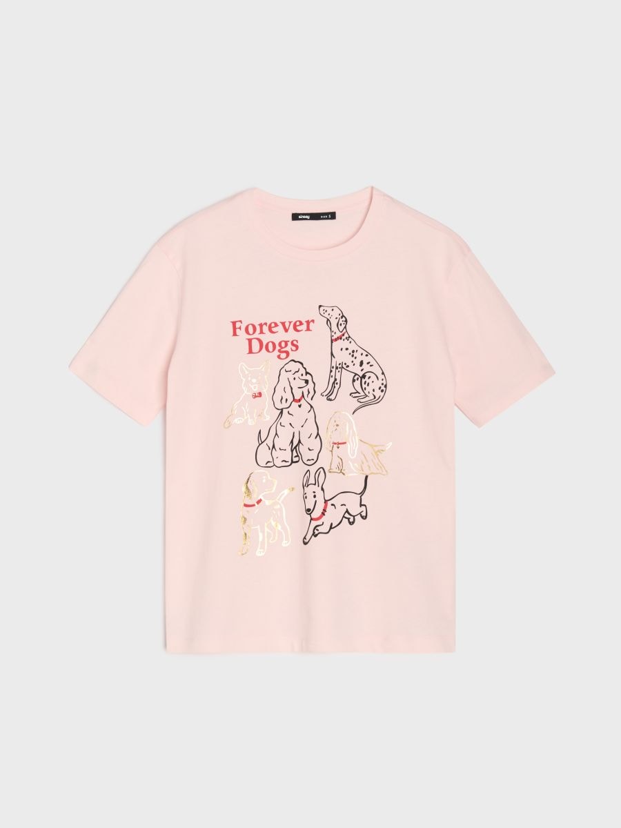 T-shirt in cotone - rosa pastello - SINSAY