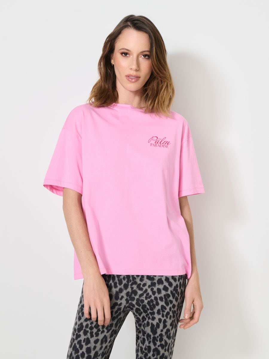 Majica sa printom na leđima - roze - SINSAY