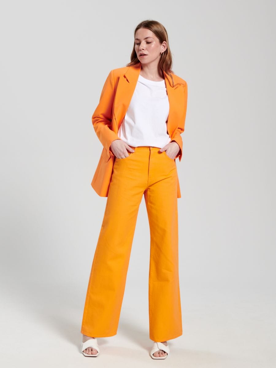 Jeansy wide leg high waist - pomarańczowy - SINSAY