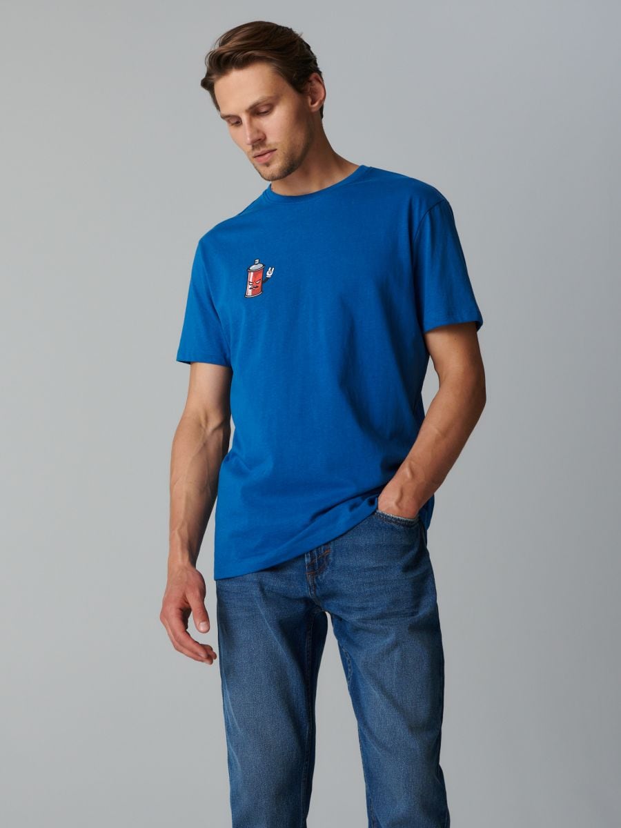 T-shirt with print - blue - SINSAY