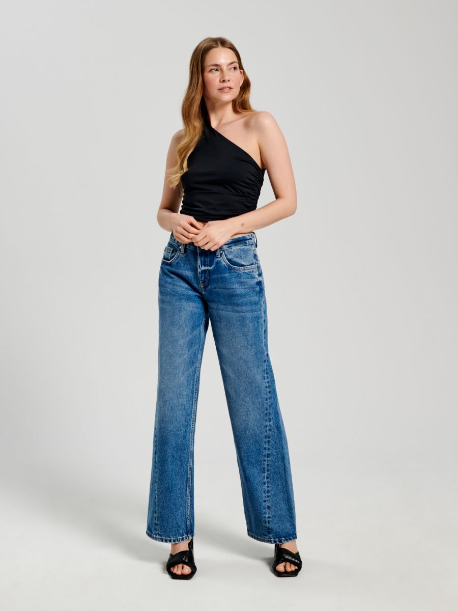Wide leg low waist jeans - blue jeans - SINSAY