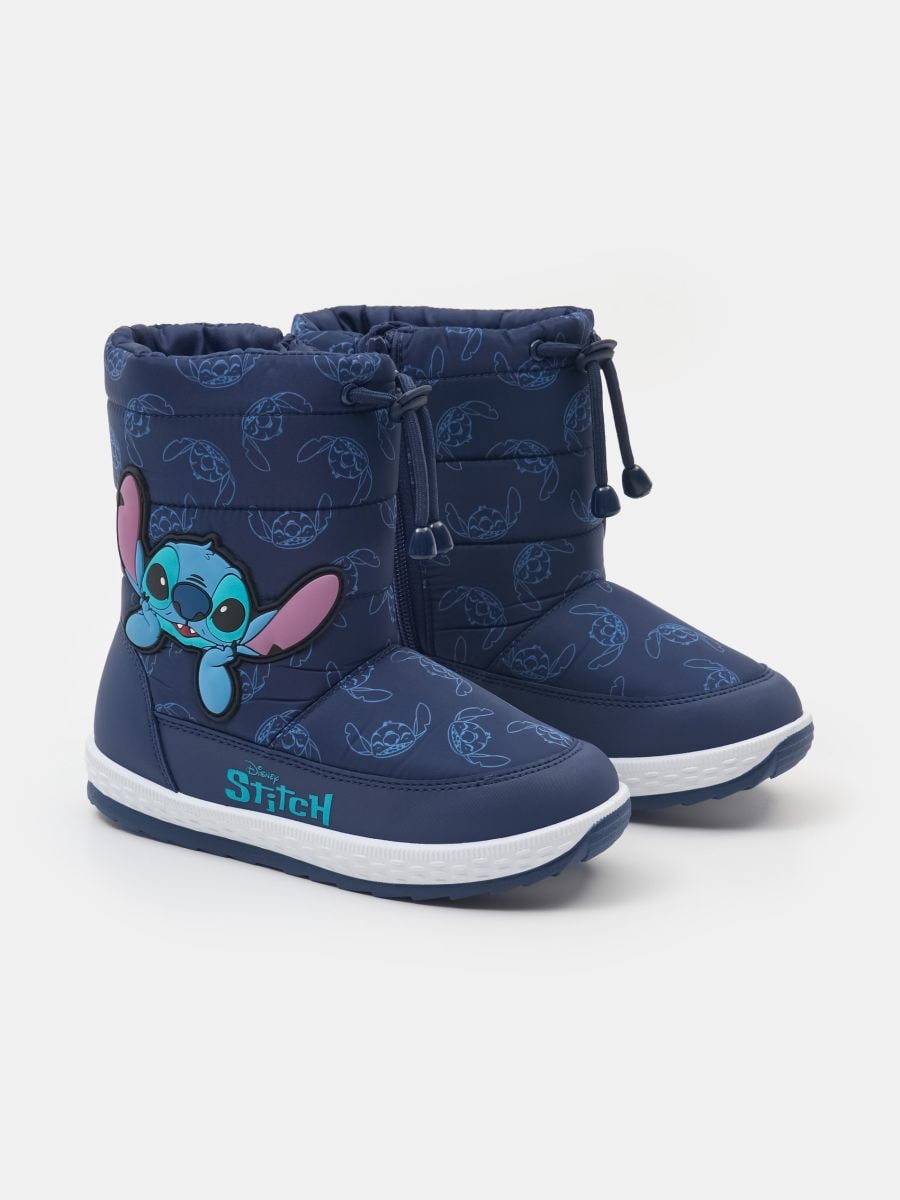 Lahko podloženi snežni škornji s 3D elementi Stitch - mornarica - SINSAY