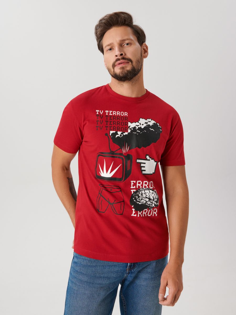 T-shirt with print - red - SINSAY