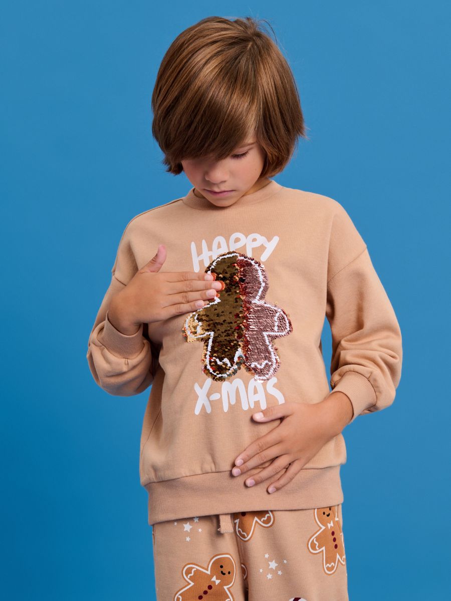 Jõuluteemaline dressipluus - beež - SINSAY