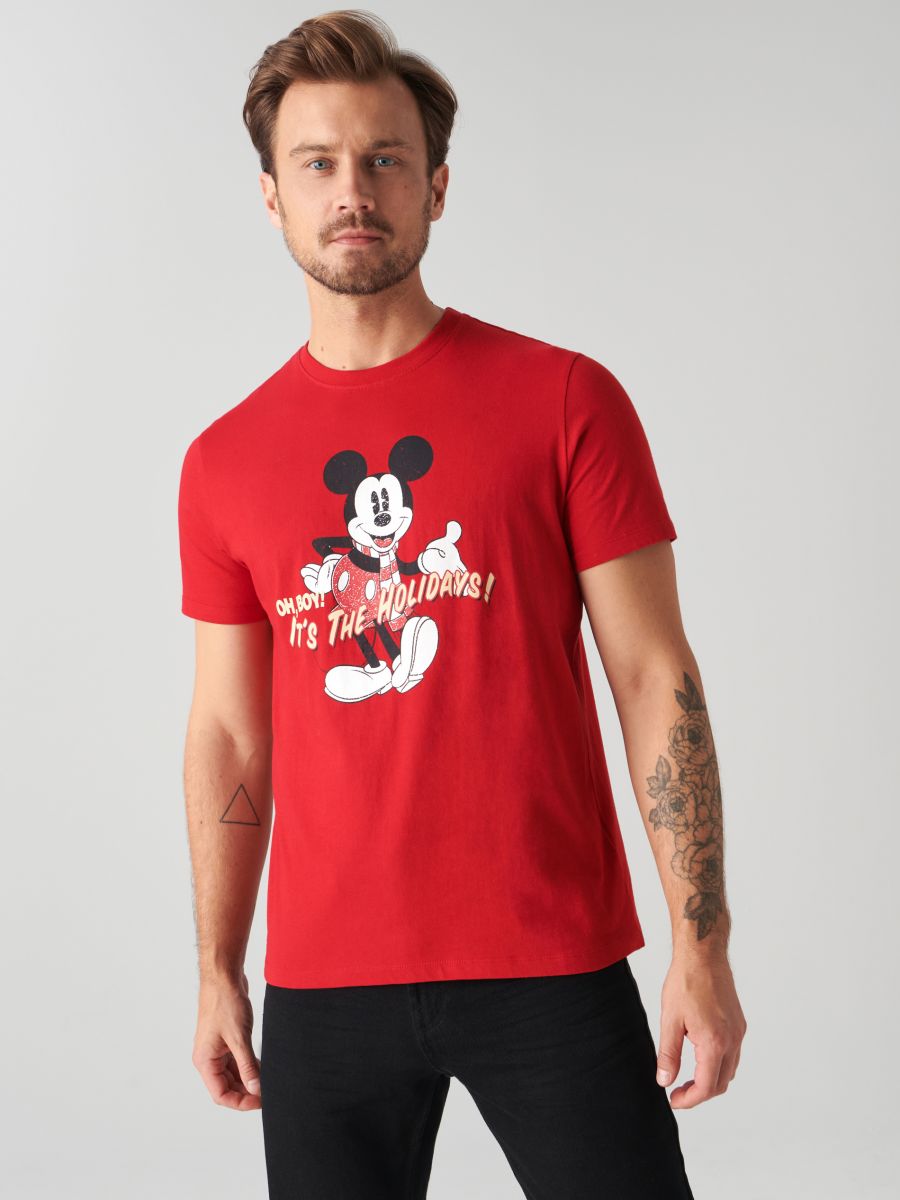 Tričko Mickey Mouse - korálová - SINSAY