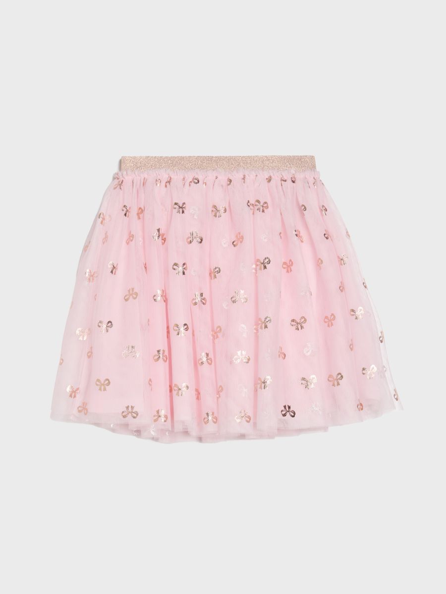 Fustă din tul cu fundițe și talie strălucitoare - roz-pastel - SINSAY