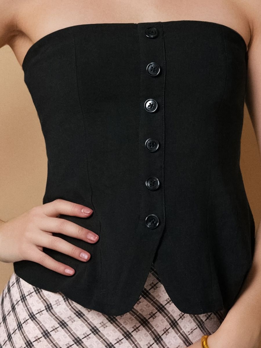Top tip corset - negru - SINSAY