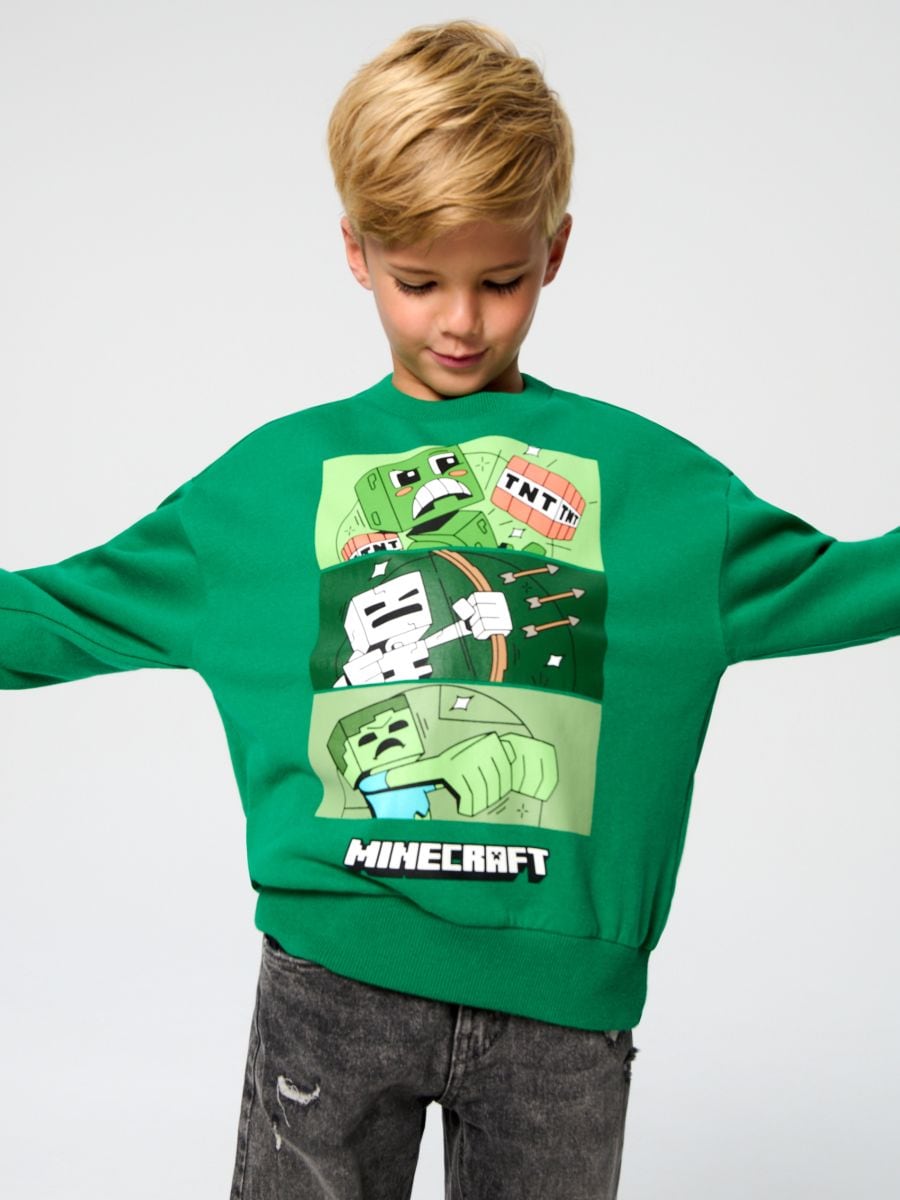 Суитшърт Minecraft - зeлeн - SINSAY