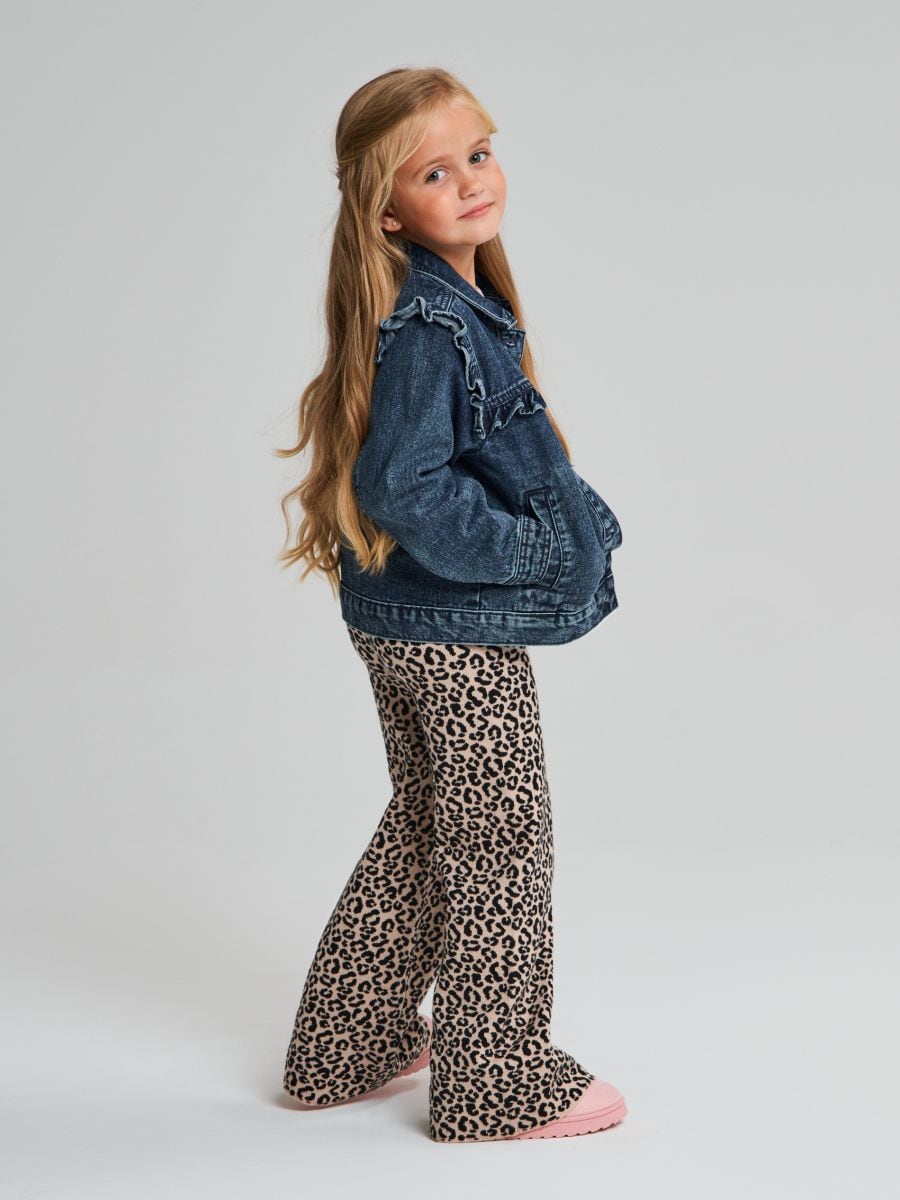 Παντελόνι από ζακάρ πλεκτό με λεοπάρ σχέδιο - μπεζ - SINSAY